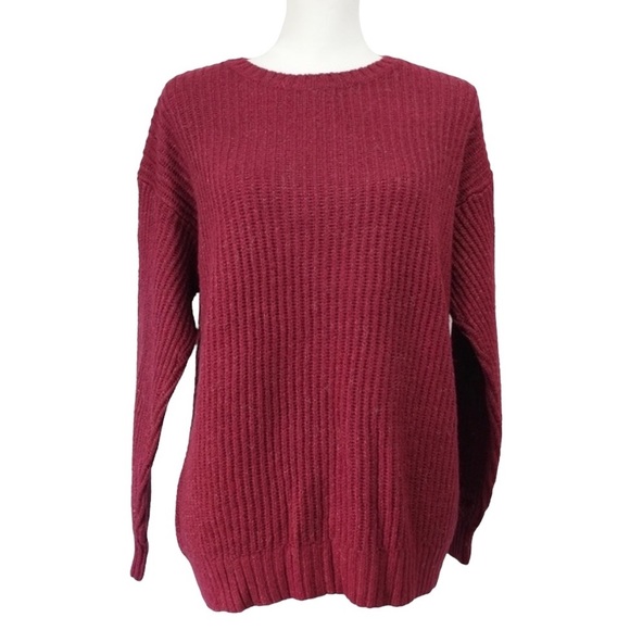 L.A Hearts Burgundy Crewneck Ribbed Knit Long Sleeve Pullover Sweater XS - Picture 1 of 10
